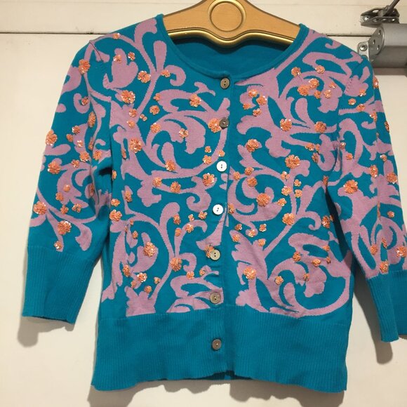 MICHAEL SIMON EMBELLISHED CARDIGAN SWEATERS SIZE L - Picture 5 of 8